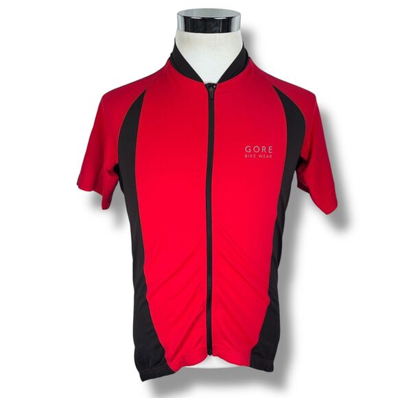Gore Bike Wear Cycling Jersey Top Men’s Large Red Black Short Sleeve Full Zip - Picture 1 of 10